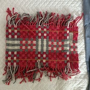 Cashmere pink and gray plaid Burberry scarf with fringe 13”x 52” in length